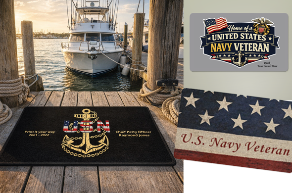 doormat page navy personalized