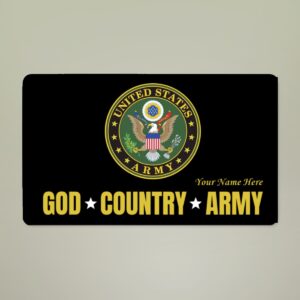 personalized u.s. army "god country army" doormat – custom name military welcome mat – army veteran gift – patriotic army door mat
