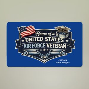 personalized u.s. air force veteran doormat – custom rank, name & unit | air force military gift | home of a united states air force veteran