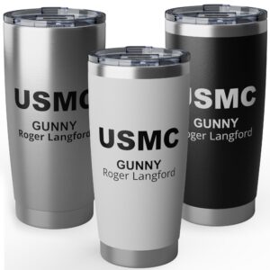 personalized usmc 20oz tumbler – custom marine corps insulated cup with rank, name & unit