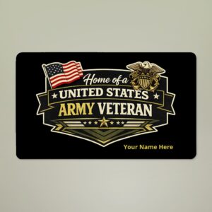 personalized u.s. army veteran doormat – custom army veteran welcome mat with name – military veteran gift