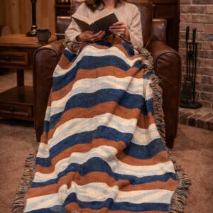 patriotic american flag colors woven throw blanket – vintage red white blue cotton tapestry (3 sizes)
