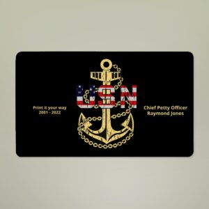 personalized u.s. navy anchor doormat – custom navy chief, veteran, sailor name & service date doormat – military navy gift