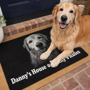 personalized pet photo doormat – custom dog doormat with name – upload your pet photo – custom pet welcome mat