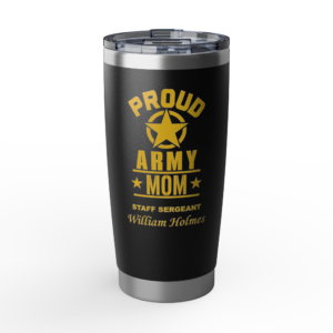 personalized u.s. army mom tumbler – custom military mom gift with rank & name | 20oz insulated cup