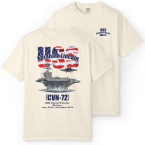 personalized u.s. navy ship t shirt (front & back print) – custom navy shirt with ship image, name, rank & deployment | comfort colors 1717 tee