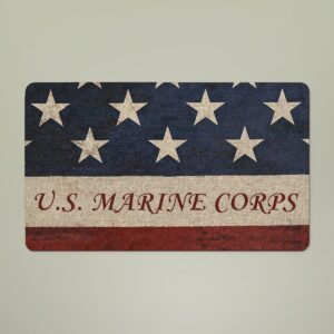 personalized u.s. marine corps american flag doormat – custom usmc name, rank, unit military welcome mat
