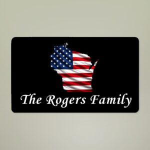 personalized american flag state doormat – custom family name patriotic doormat – choose any state