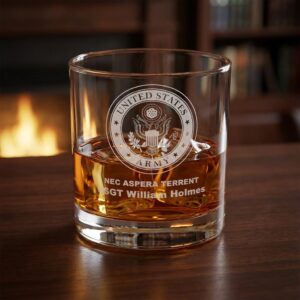 personalized u.s. army engraved whiskey glass – custom 10.5oz rocks glass with rank, name or message