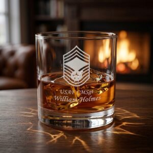 personalized u.s. air force rank engraved whiskey glass – custom usaf rank, name & message 10.5oz rocks glass gift