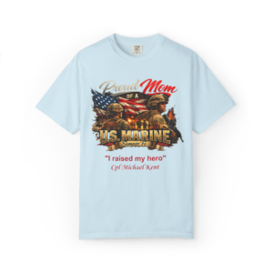 proud marine mom shirt – personalized u.s. marine corps graphic tee | custom name, rank & message | comfort colors 1717
