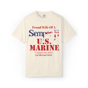 proud marine wife shirt – personalized “semper fi” u.s. marine t shirt | custom name, rank & message | comfort colors 1717