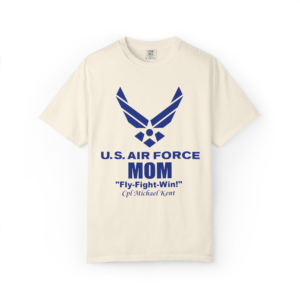 personalized u.s. air force mom shirt – custom rank, name & unit | comfort colors 1717 garment dyed t shirt
