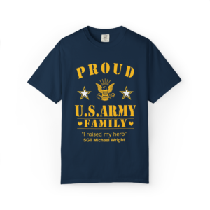 personalized proud u.s. army family shirt – custom military family t shirt | comfort colors 1717 garment dyed tee